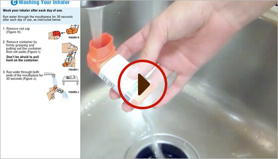 image shows how to properly wash the Primatene inhaler.